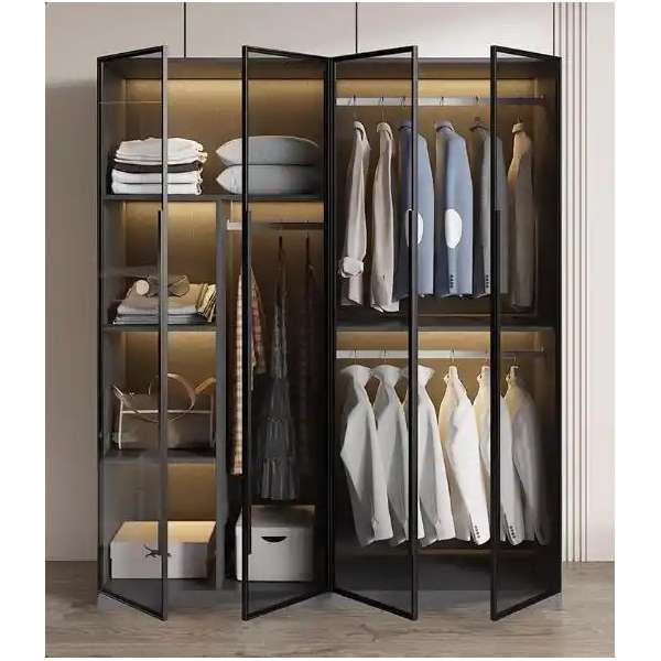 Mẫu tủ quần áo cánh kính khung nhôm định hình cao cấp QA174